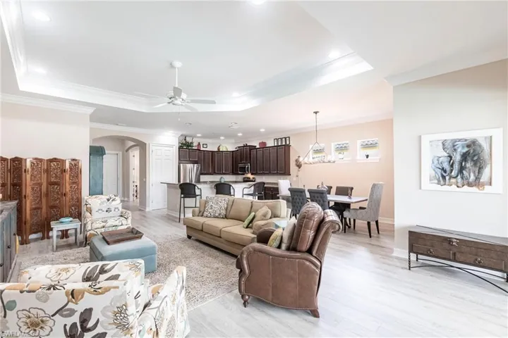 View of Family room towards open Kitchen.