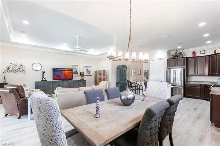 Dining area provides an open feel with Family room and Kitchen.