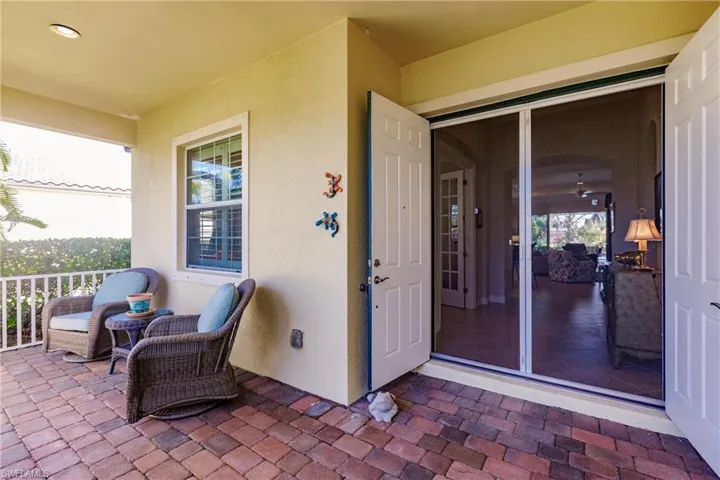 Front porch with pavers and a phantom door to allow fresh air.