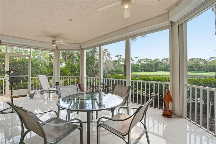 Large covered lanai with golf course/water views.