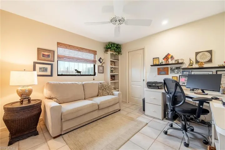 Tiled office with ceiling fan