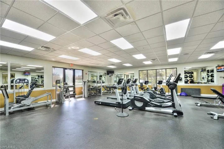 Exercise room featuring a paneled ceiling