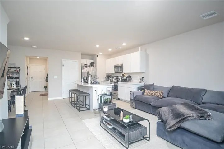 View of tiled living room