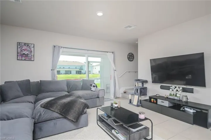 View of tiled living room