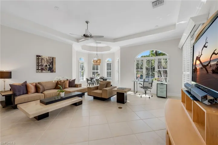 The ceilings are high and the family room and dinette are bright and cheery.
