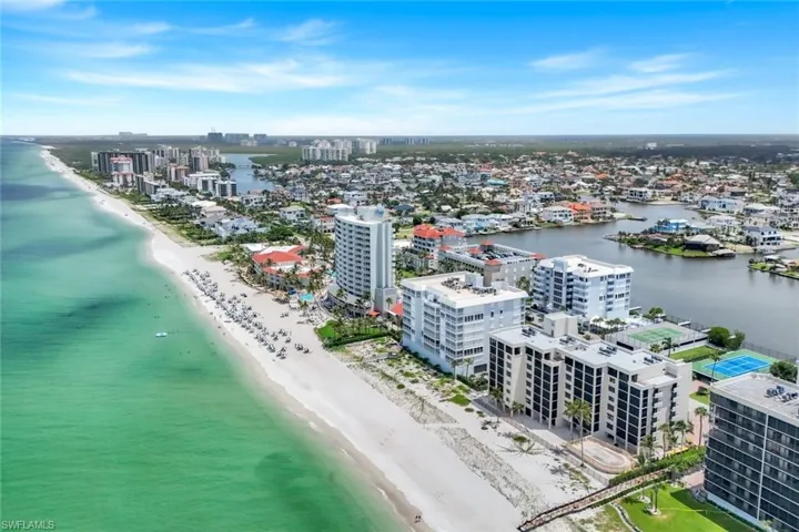 View of urban area with unending shoreline