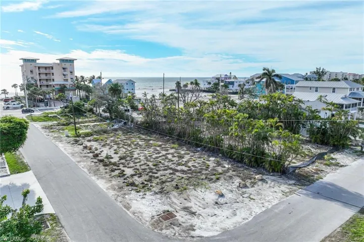 Aerial view of the lot from the street intersection looking northwest
