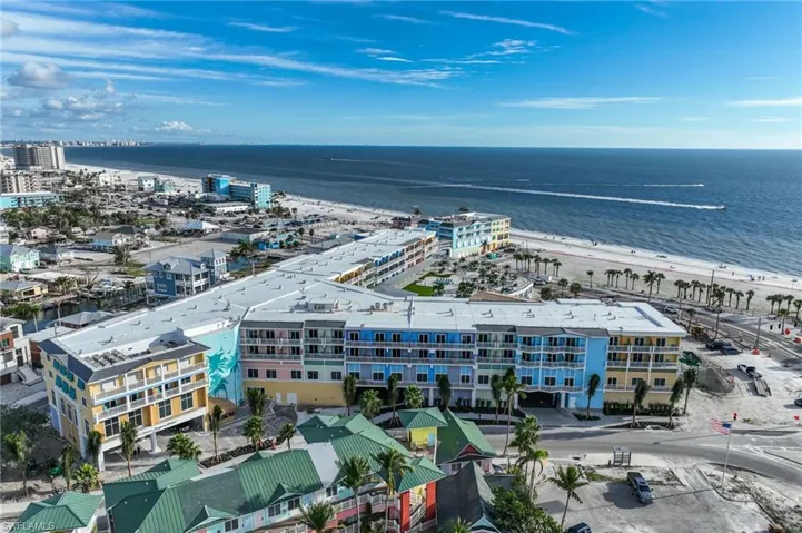 Aerial view of the Fort Myers Beach area and the new Margaritaville Resort