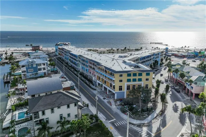 Aerial view of the Fort Myers Beach area and the new Margaritaville Resort