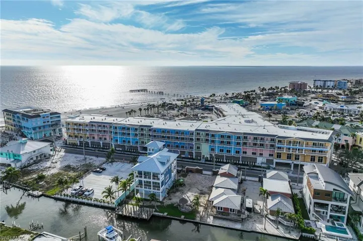 Aerial view of the Fort Myers Beach area and the new Margaritaville Resort