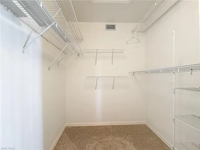 Walk in closet with carpet flooring