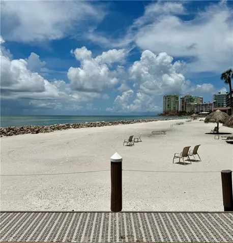 Property view of water with a beach view