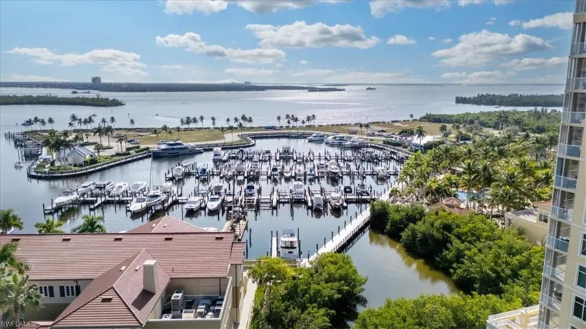 Water view with a marina