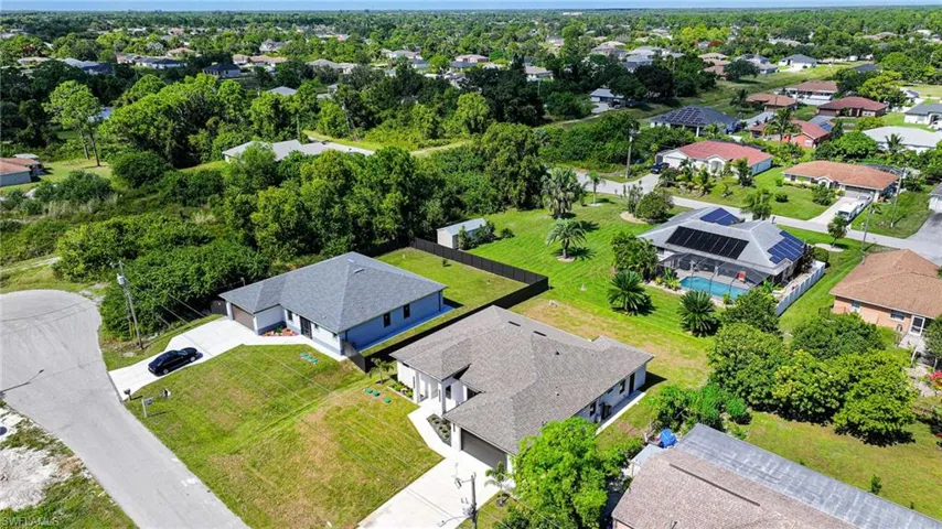 Aerial perspective of suburban area