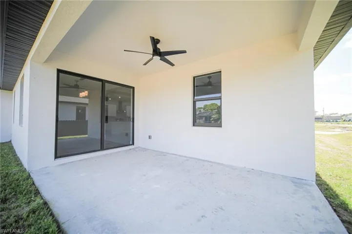 View of patio / terrace featuring ceiling fan
