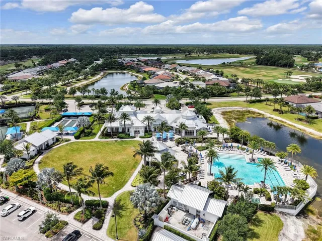 Aerial View of the Clubhouse, Pool, & Sports Courts