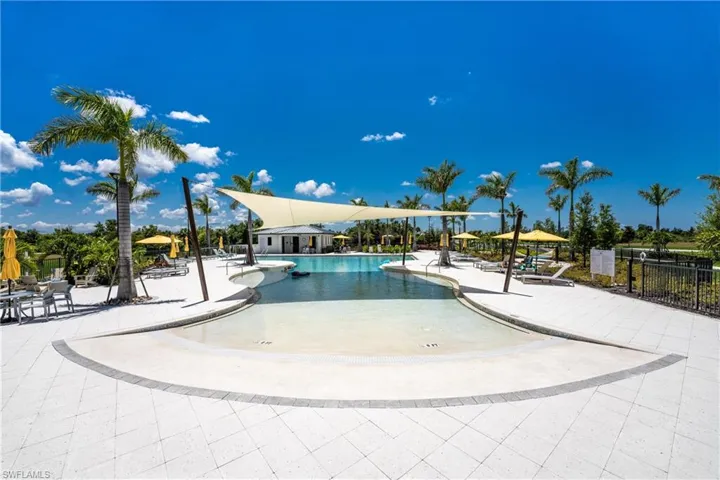 View of swimming pool with a patio