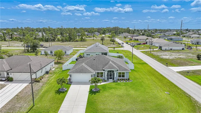 Aerial perspective of suburban area