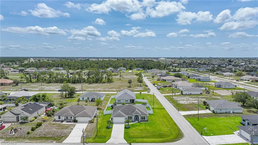 Aerial perspective of suburban area