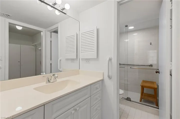 Vanity separate from shower and water closet