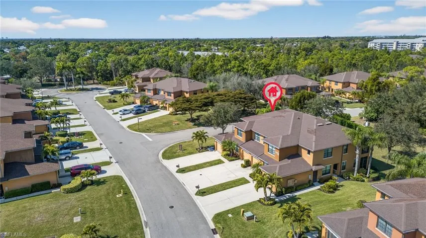 Aerial perspective of suburban area