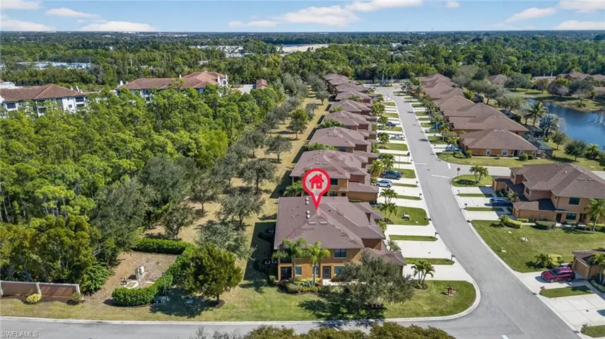 Aerial perspective of suburban area