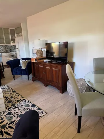 Living room featuring light wood-style flooring