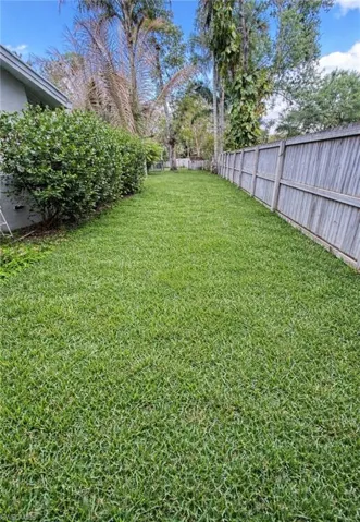View of fenced backyard