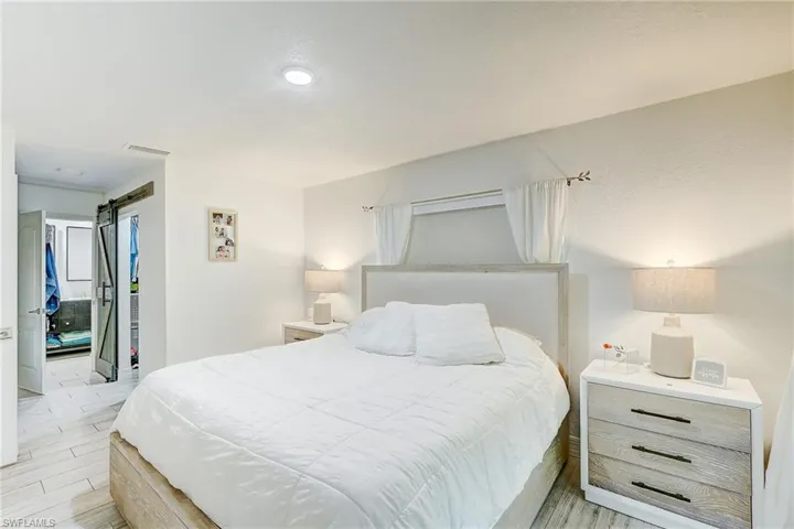 Bedroom with light wood-type flooring