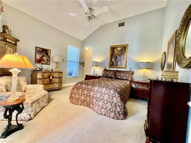 Full guest suite features a view of the courtyard.  Bed pictured is a full-sized bed.