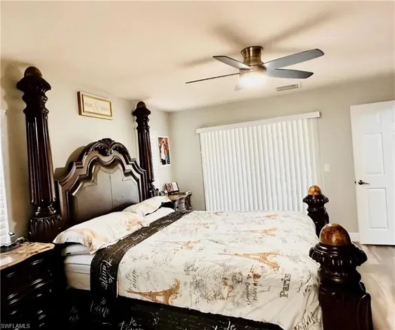 Bedroom with a ceiling fan