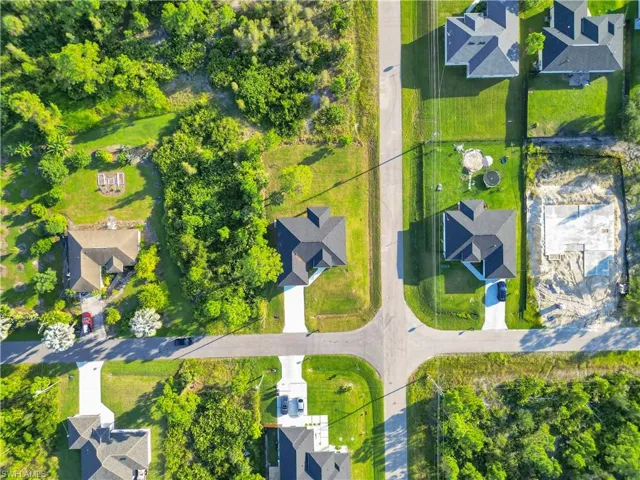 Aerial perspective of suburban area