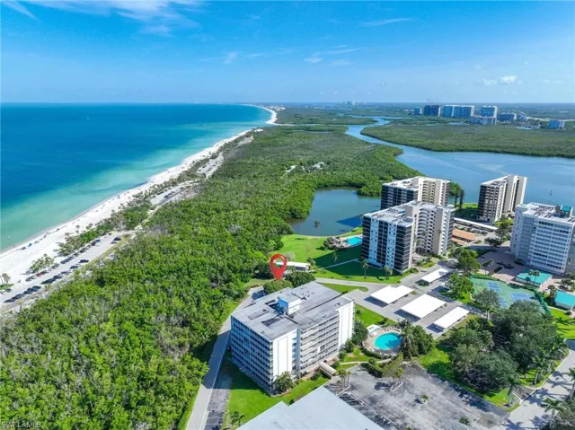 Aerial view of unending shoreline