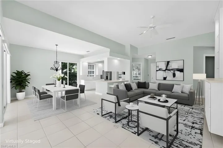 Virtually staged (Modern) Living/Dining/Great