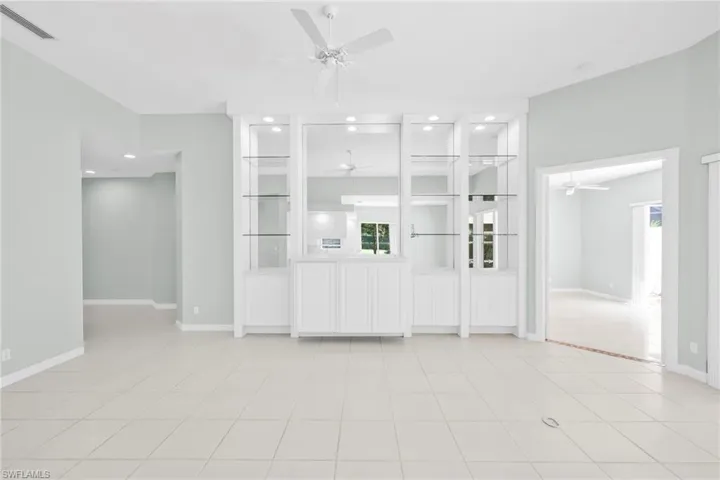 Living Room with built-in custom cabinets