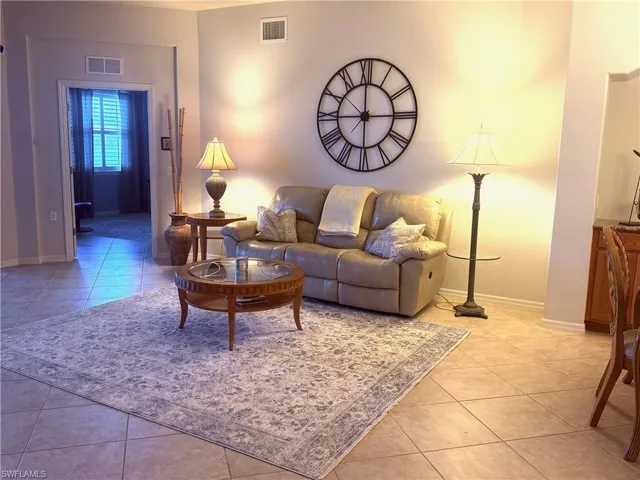 View of tiled living room