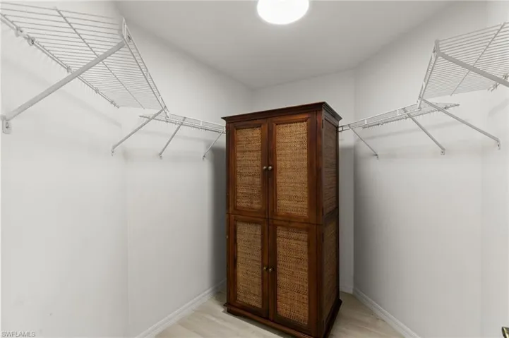 Spacious closet featuring light hardwood / wood-style flooring