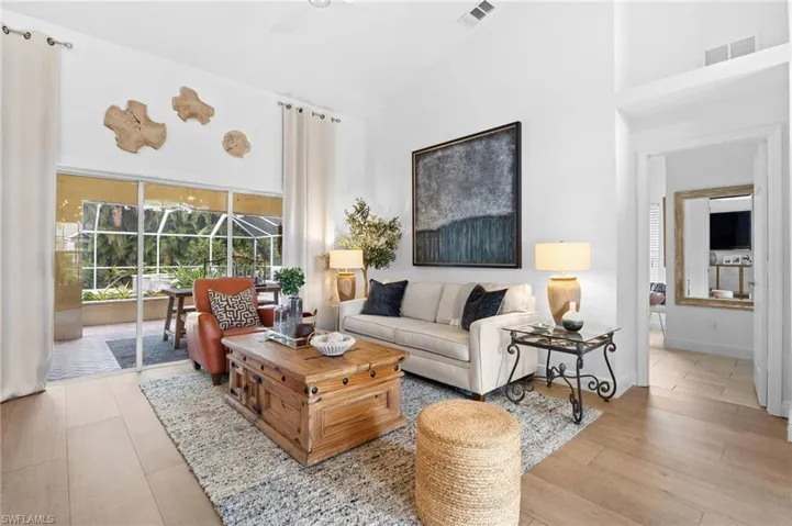 Living room with private lanai view
