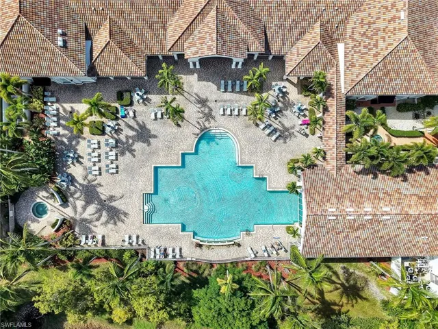 Drone / aerial view of a pool