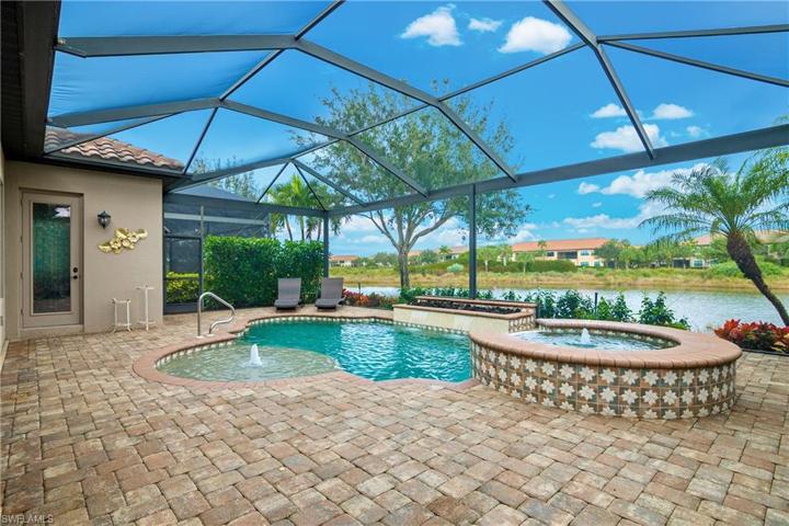 Outdoor living space includes a half bath which makes this outdoor living space complete.