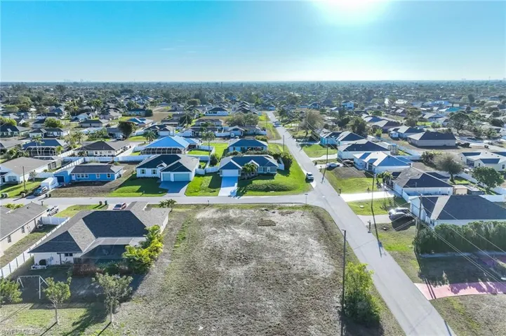 Aerial view of lot looking east.