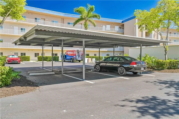 View of covered parking lot