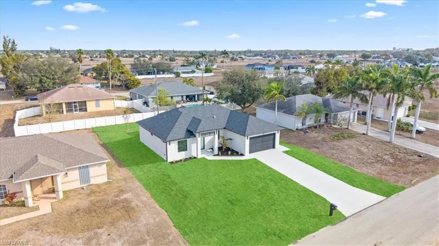 Aerial perspective of suburban area
