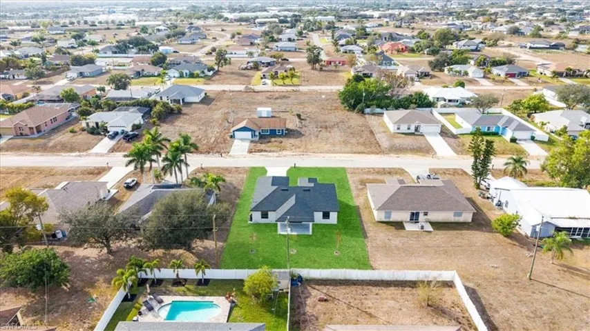 Aerial perspective of suburban area