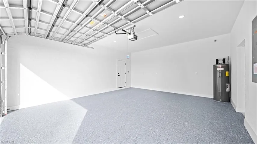 Garage with electric water heater