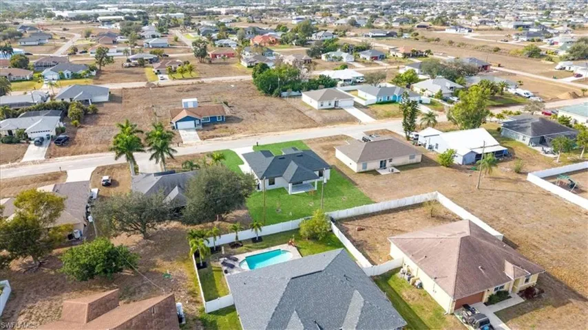 Aerial perspective of suburban area