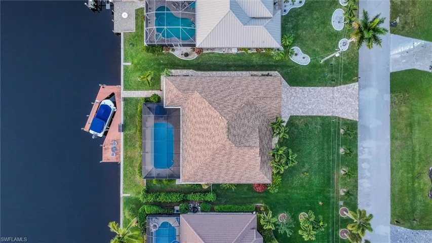 Drone / aerial view of a pool area