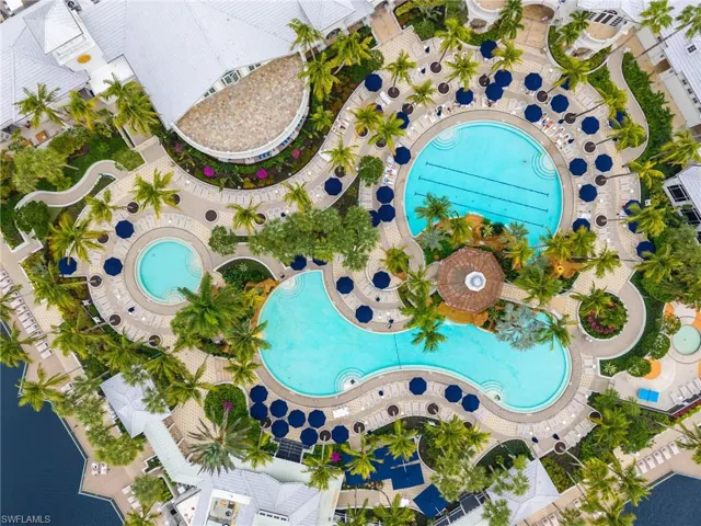 Aerial view of a pool area