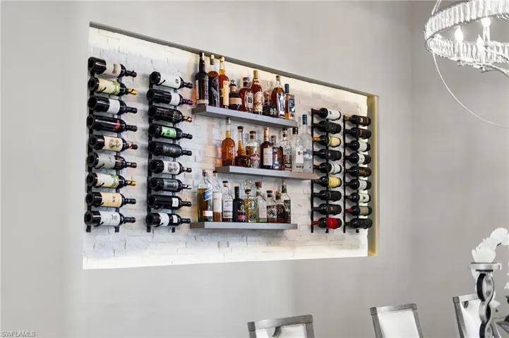 Wine cellar with a chandelier