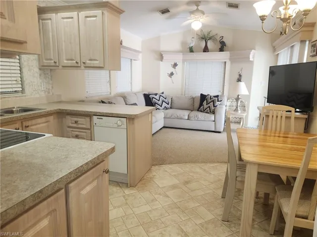 Kitchen and family room